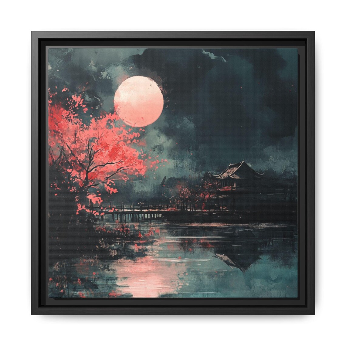 Asian Moon and Floral Chinoiserie Wall Decor - Image 5