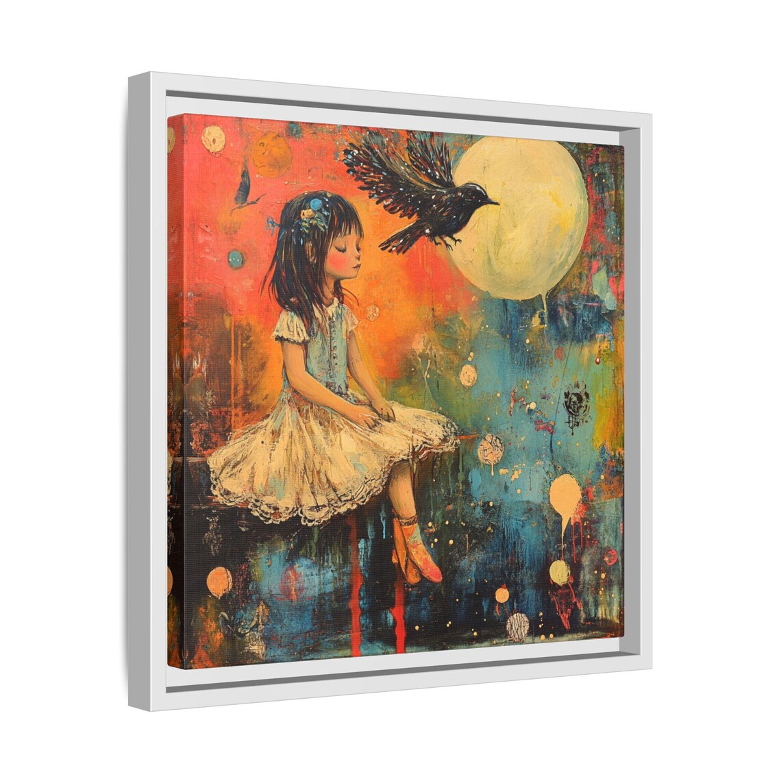 Vintage Abstract Bird And Girl, Nursery Decor - Image 4