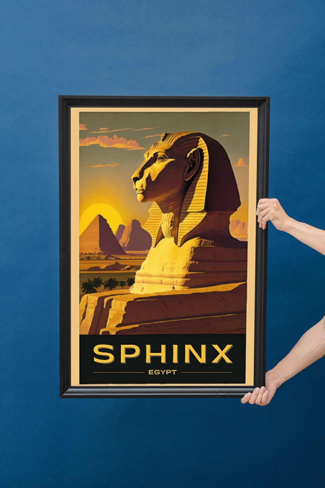 Giza Egypt Sphinx Sunset Golden Pyramids Vintage Travel Poster - Image 5