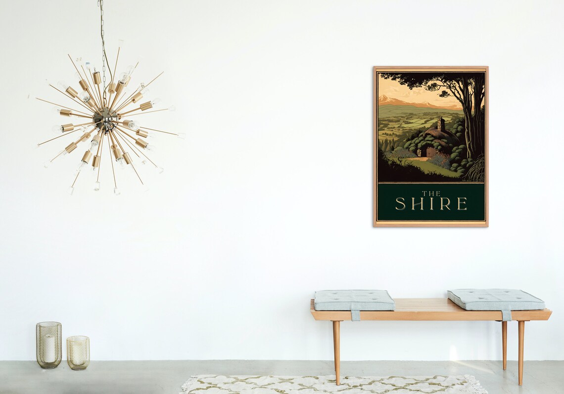 The Shire Hobbit Hole Rolling Hills Valley View Travel Poster - Image 5