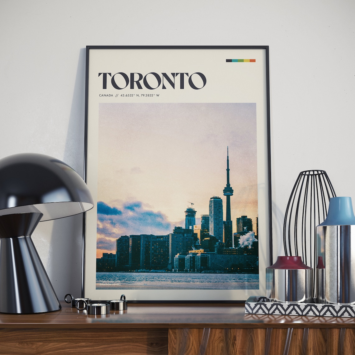 Toronto Canada Retro Travel Poster CN Tower Skyline Lake Ontario City Art