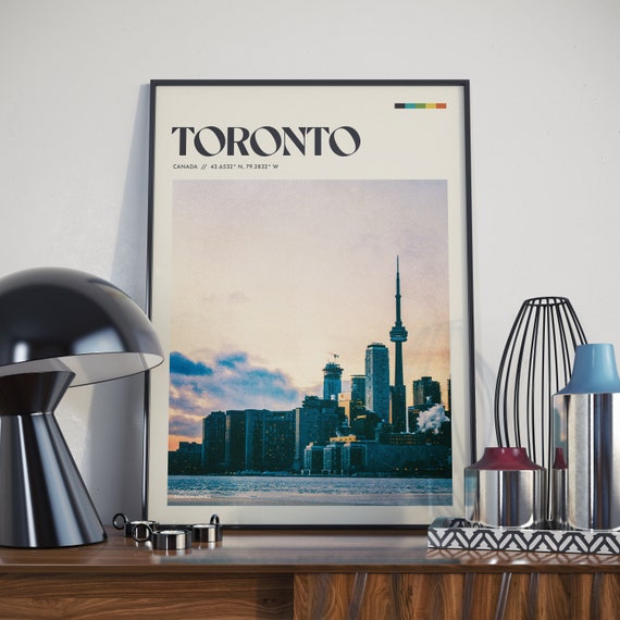 Toronto Retro Poster Design Canada Cityscape Photo Rustic Wall Art Home Decor Traveller Gift Vintage Travel Photography Print