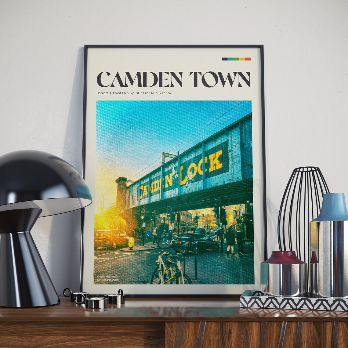 Camden Town Retro Poster, London Cityscape Travel Print