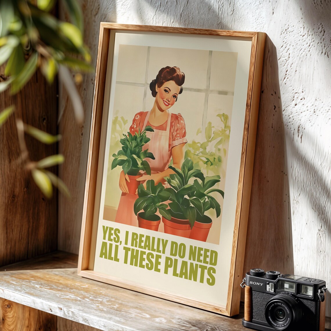 Funny Plant Mom Art, Retro Mid-Century Poster