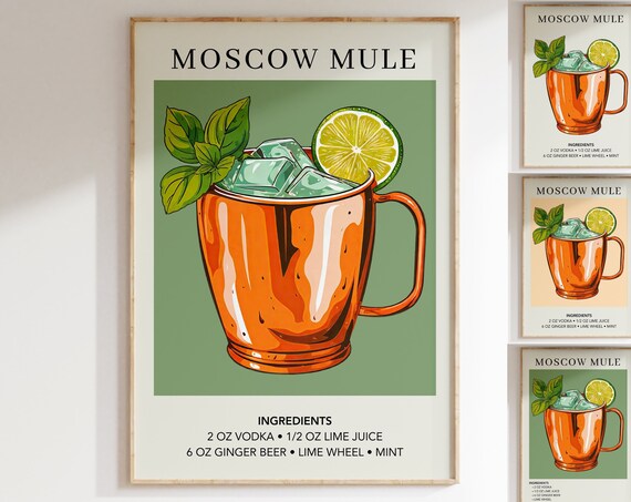 Moscow Mule Retro Cocktail Art Print
