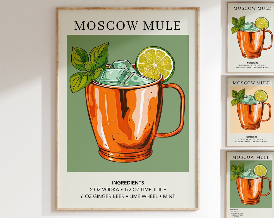 Moscow Mule Retro Cocktail Art Print