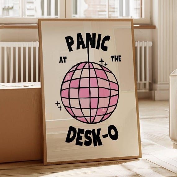 Panic At The Desko Print Cubicle Decor Funny Office Wall Art Home Desk Mental Health