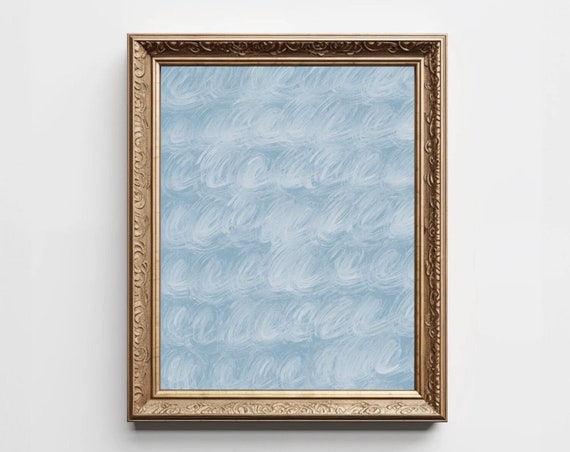 Blue Swirl Abstract Print Waves Wall Art Scribbles Calming Light Swirls Coastal Instant