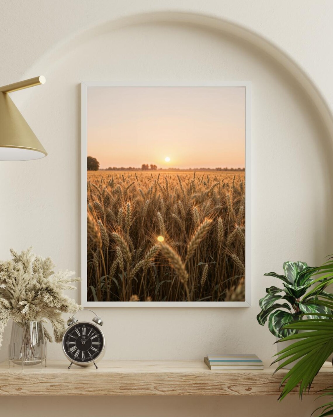 Golden Wheat Field Sunset Rustic Farm Country Harvest Landscape Poster