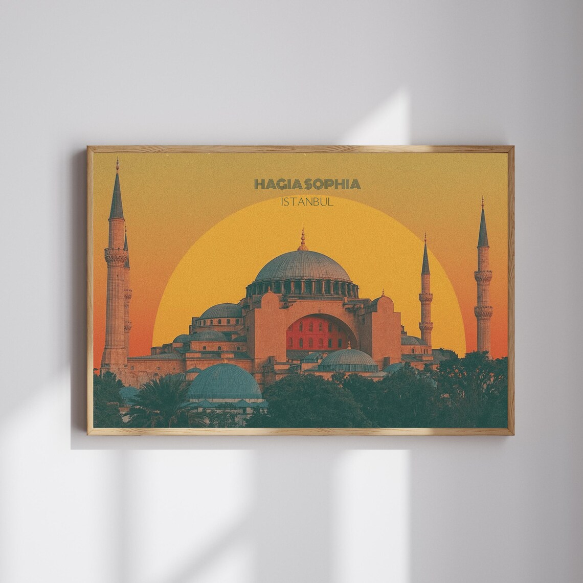 Hagia Sophia Istanbul Sunset Landmark Retro Travel Poster Art