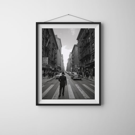 Vintage New York City Street Black and White Photography Wall Poster