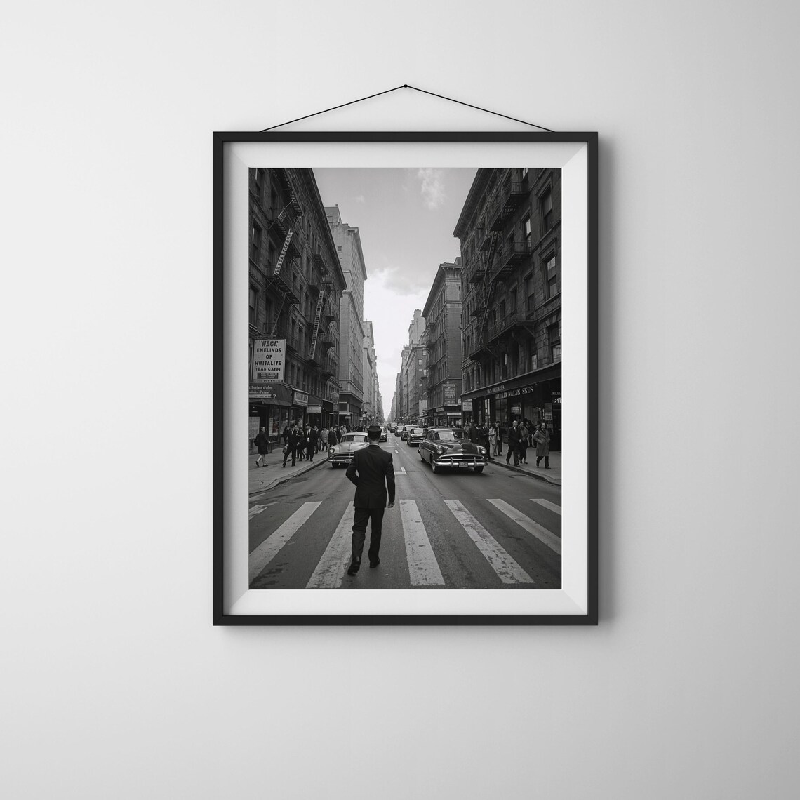 Vintage New York City Street Black and White Photography Wall Poster