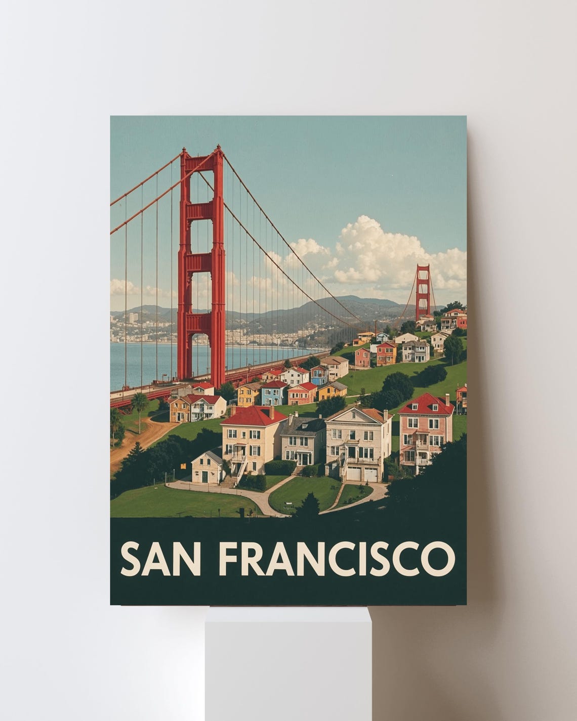 San Francisco Golden Gate Bridge Retro California View Poster