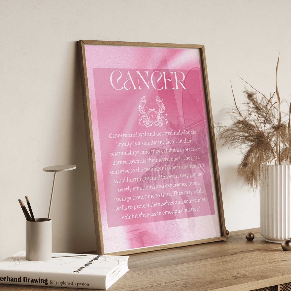 Cancer Zodiac Wall Art Pink Cancer Poster Pink Aura Poster Cancer Star Sign Print Spiritual Wall Art Cancer Wall Art Cancer Print - Image 4