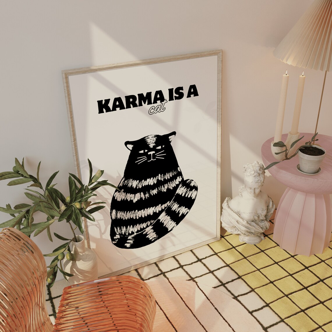 Karma Is A Cat Black Cat Illustration Poster for Taylor Swift Fans Room Decor - Image 4