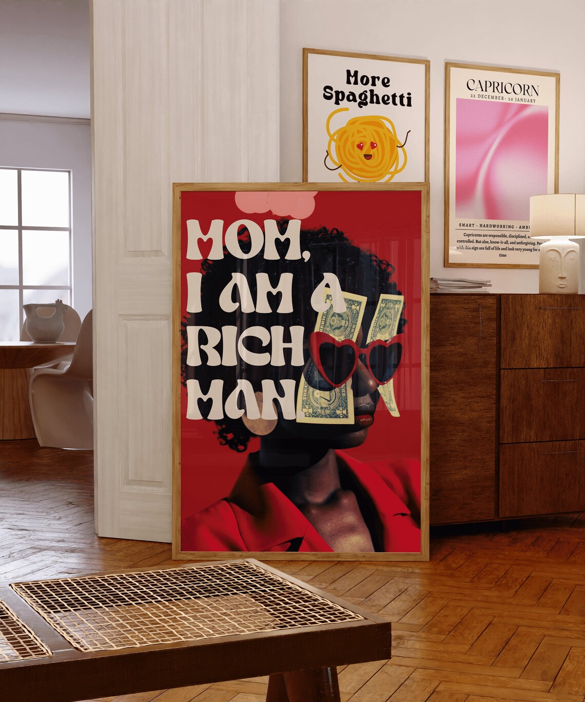 Mom I Am A Rich Man Feminist Quote Bold Photo Collage Poster - Image 4