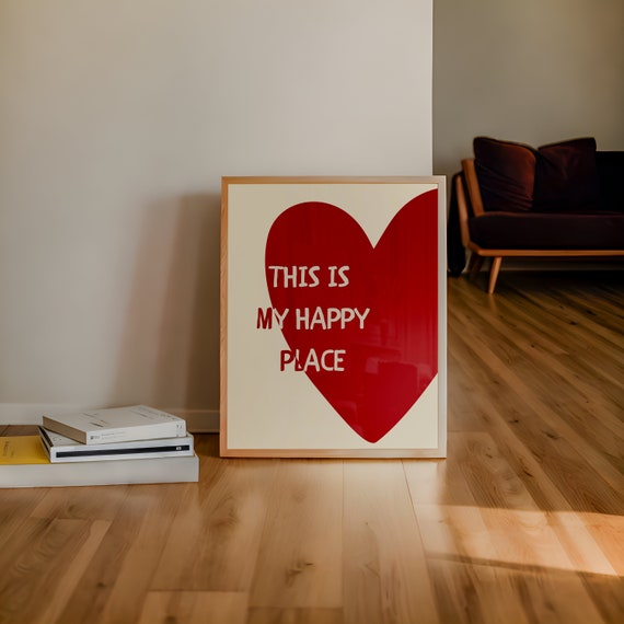 This Is My Happy Place Print Red Poster Aesthetic Room Decor Apartment Decor Aesthetic Trendy Maximalist Wall Art Cute Wall Decor