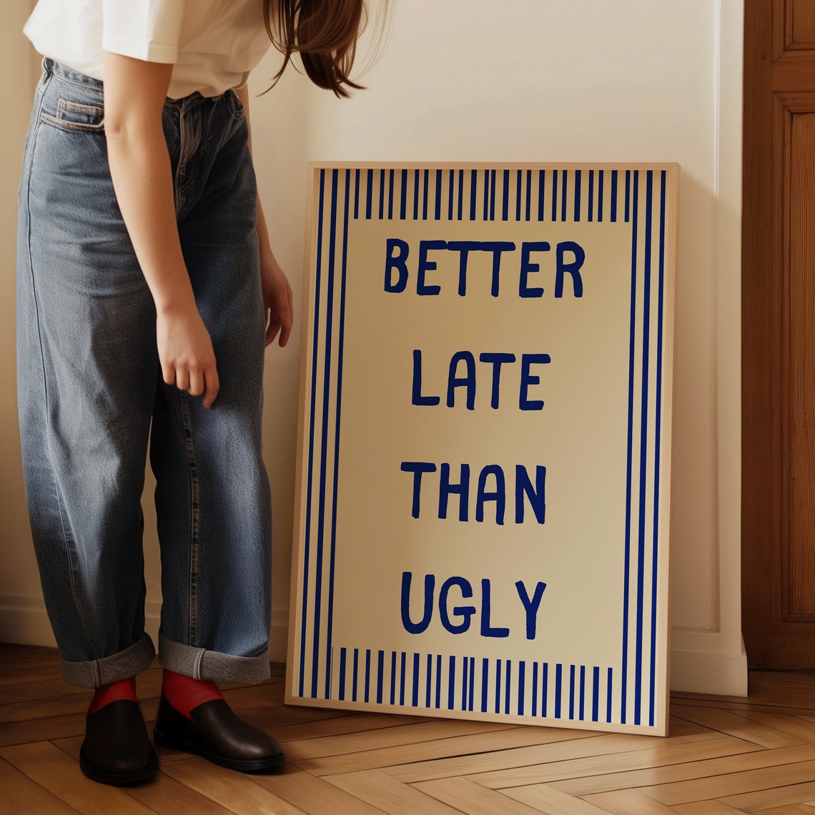 Better Late Than Ugly Girly Wall Art Makeup Print Preppy Poster Quote Print Teen Girl Wall Art Indie Room Decor Pink Room Decor - Image 3