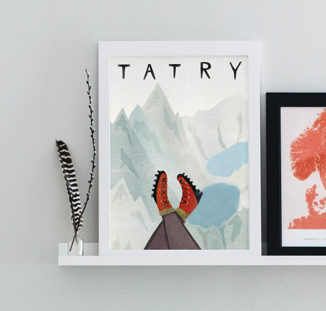 Tatry Mountains Hiker Boots Mountain Lakes Bold Travel Poster - Image 2