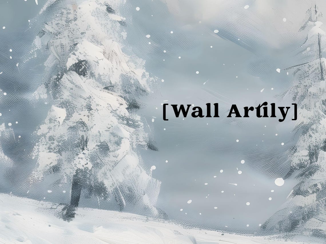 Snowy Pine Forest Storm Winter Landscape Painting Decor Poster - Image 5