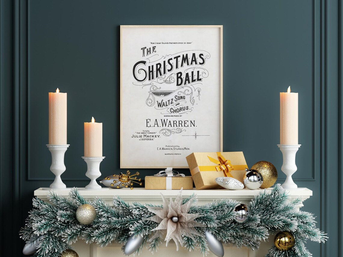 The Christmas Ball Vintage Sheet Music Cover Waltz Song Poster - Image 7