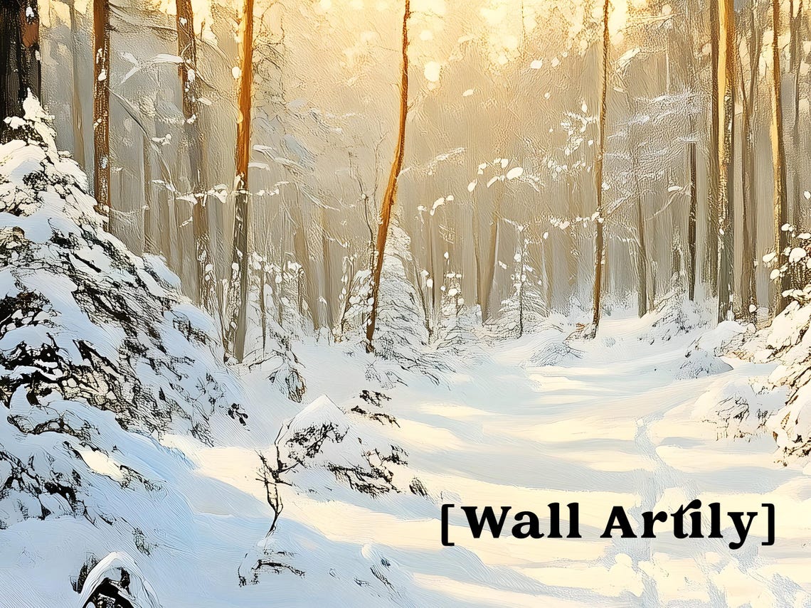 Snowy Pine Forest Golden Morning Light Winter Landscape Poster - Image 6
