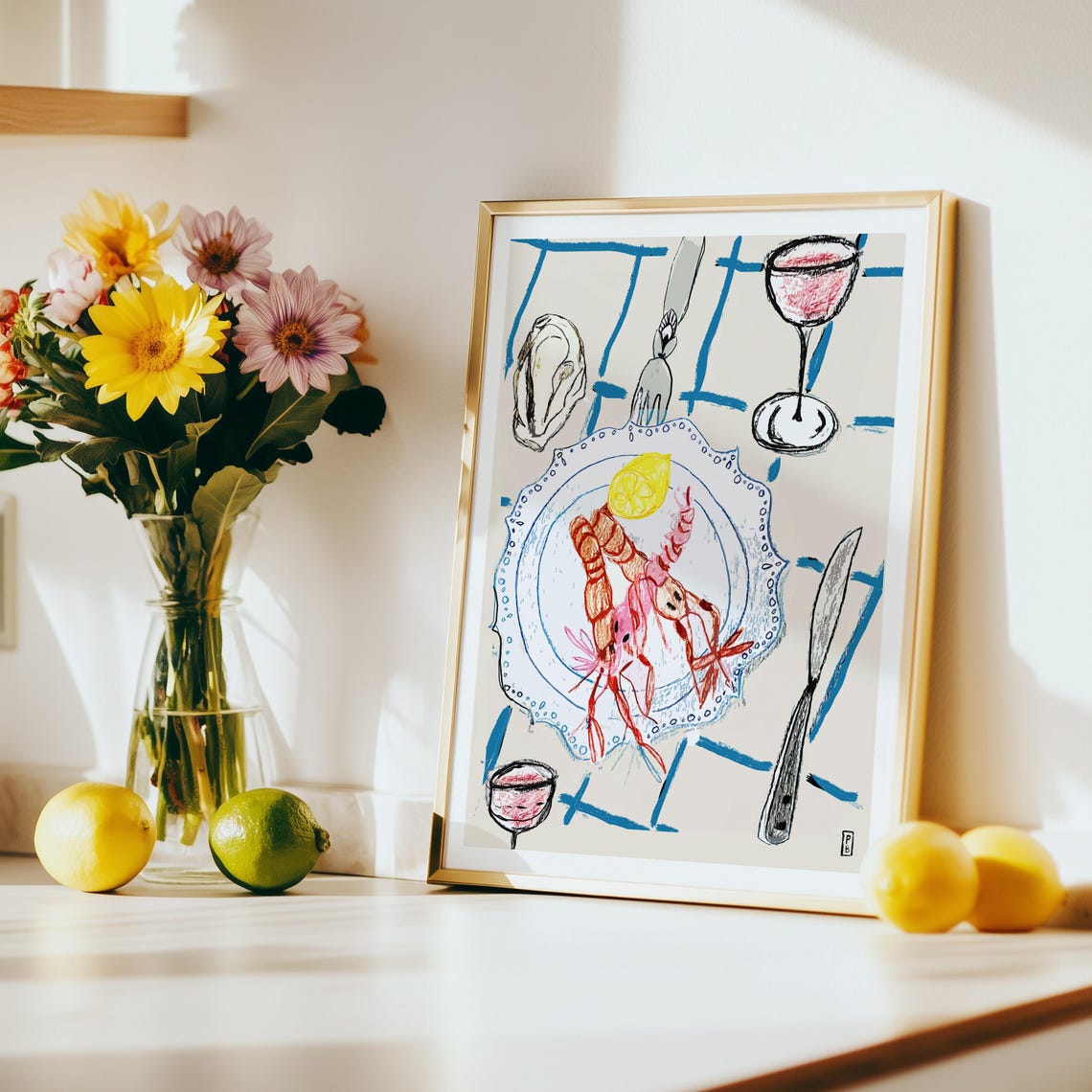 Prawns Gicle Fine Art Print Wall Art Wall Decor Food Art Fish Art Food Illustration Illustration Art Art Print Kitchen Art - Image 3