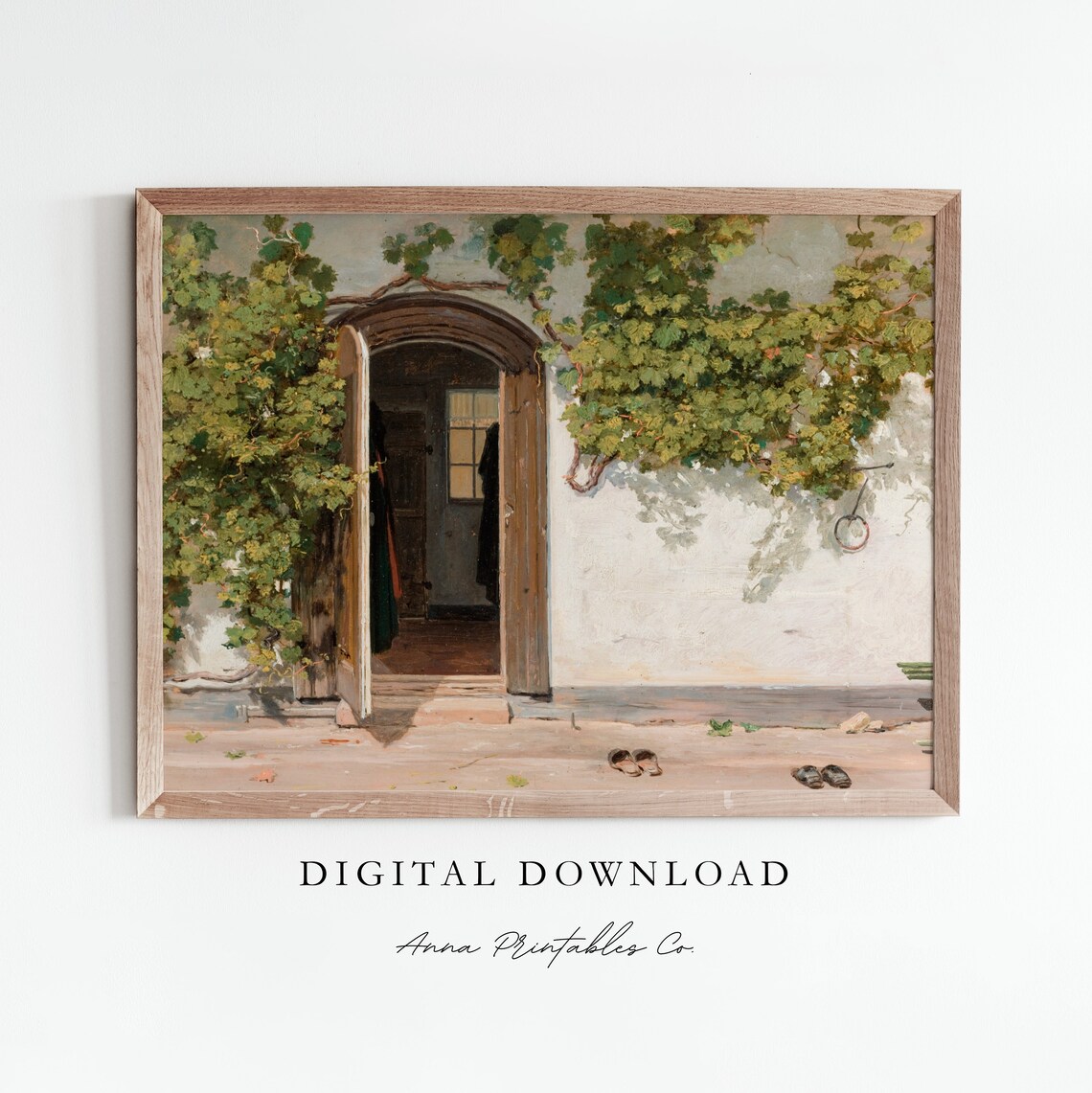 Mediterranean Home Vintage Oil Painting, Italian Village