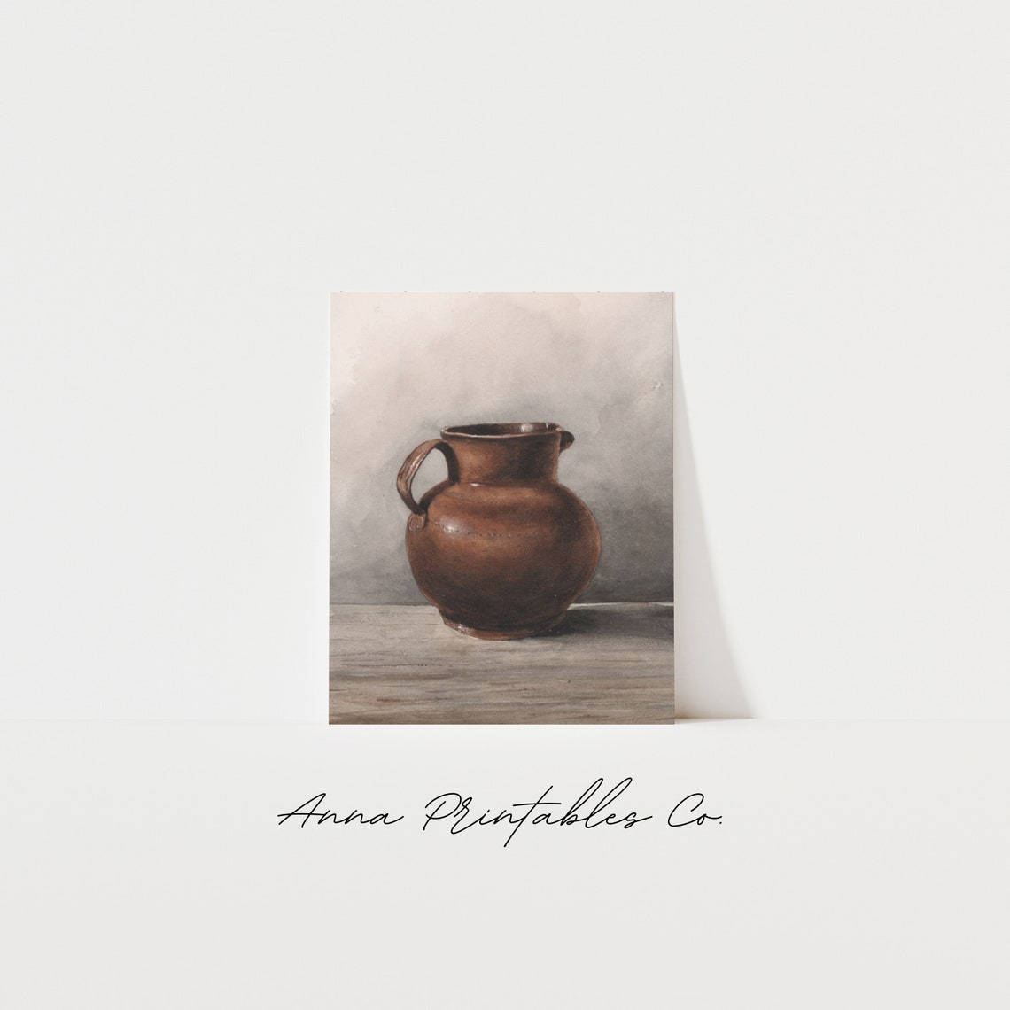 Rustic Brown Clay Jug Watercolor Kitchen Still Life Art Poster - Image 2