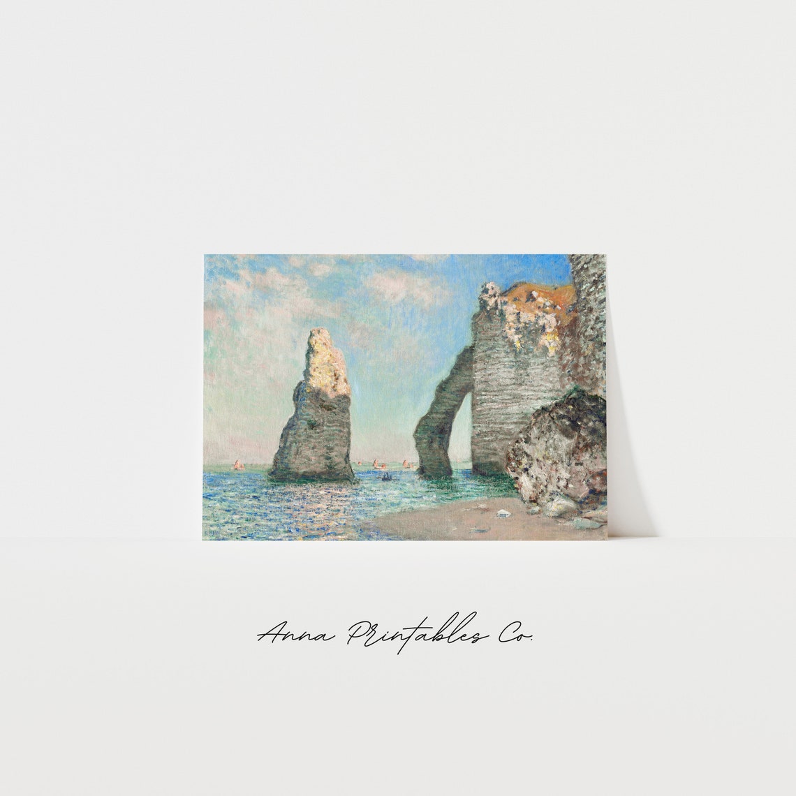 Claude Monet The Cliffs At Etretat Painting Coastal Landscape Wall Art Vintage Beach Artwork Victorian Print