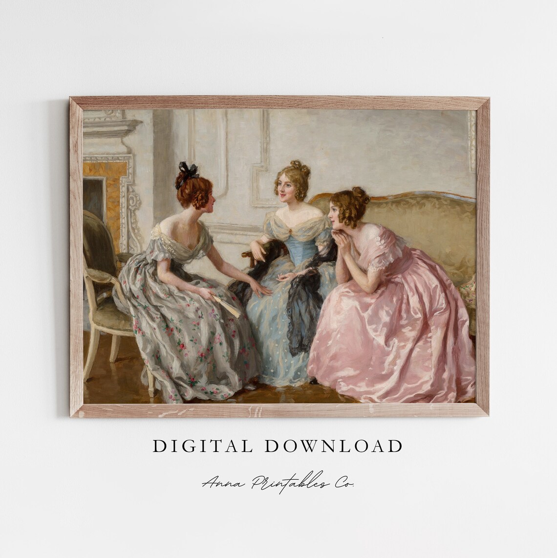 A Day’s Gossip Antique Painting Portrait Art Print