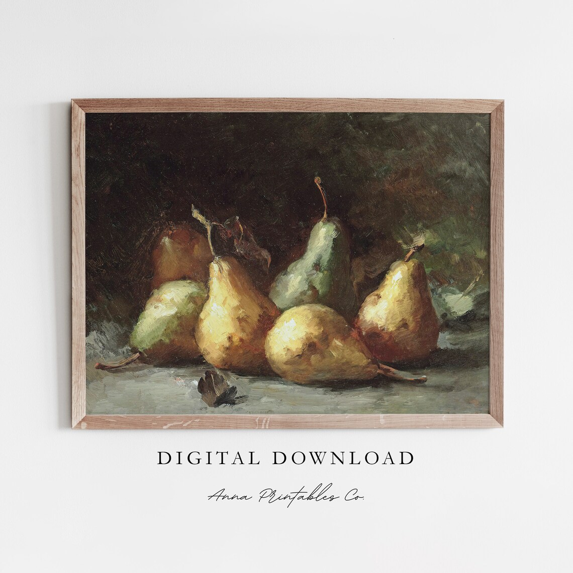 Antique Pears Still Life Moody Vintage Dark Oil Painting Poster