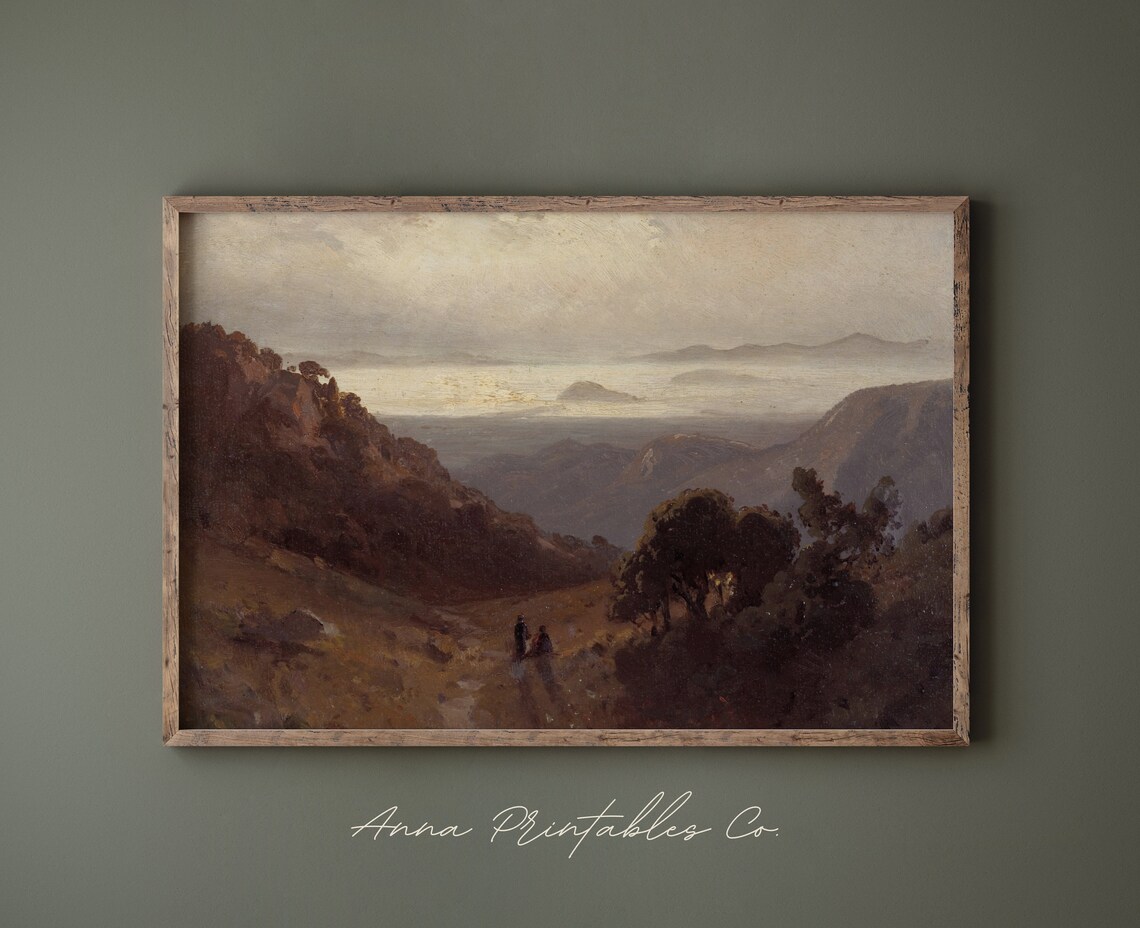 Antique Autumn Mountain Pass Valley Vintage Moody Hills Poster - Image 2