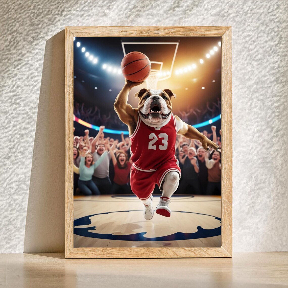 Basketball Playoff Bulldog Art Print, Sports Season