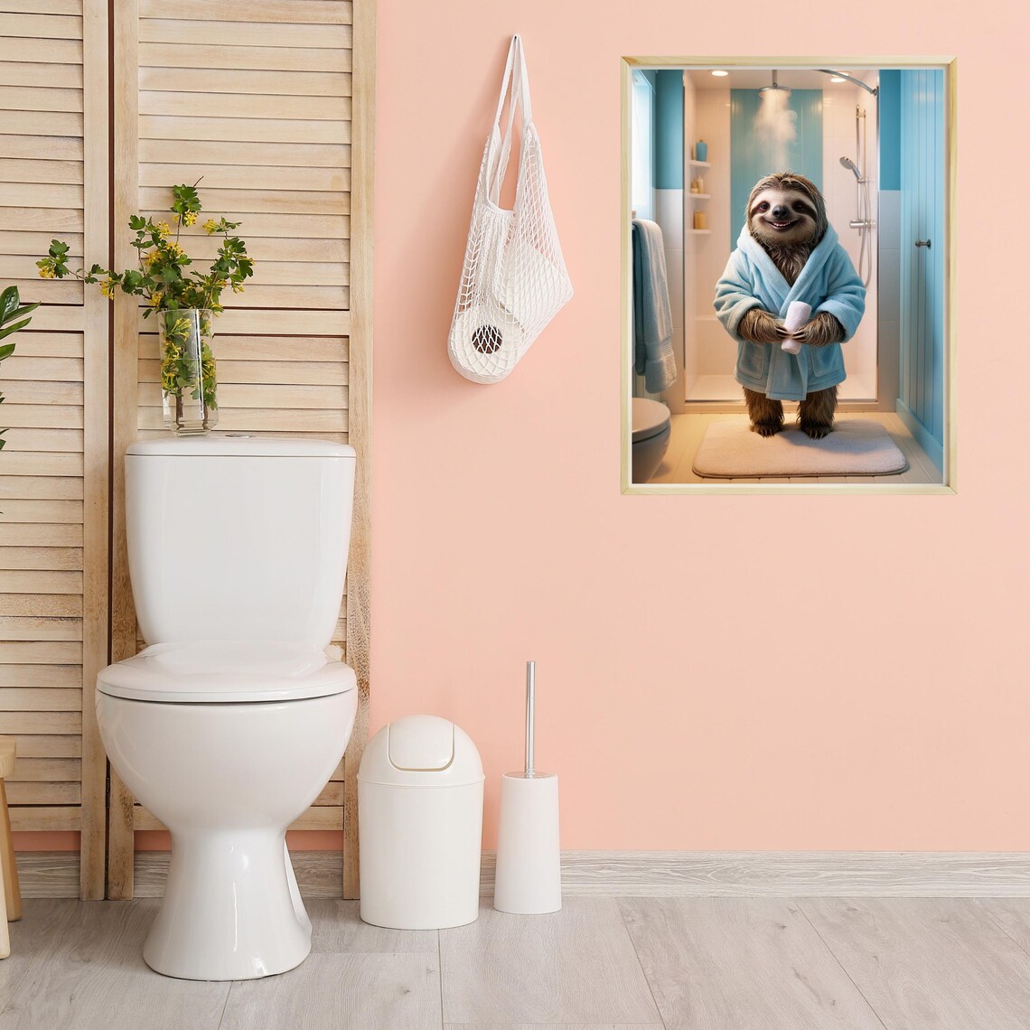 Funny Sloth Bathroom Art Print, Cute Spa Gift - Image 3