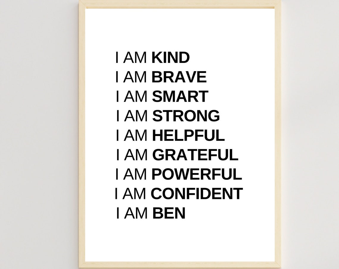 Ben Personalized Name Daily Kids Affirmations Confidence Poster