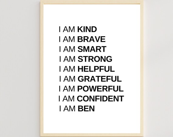 Ben Personalized Name Daily Kids Affirmations Confidence Poster
