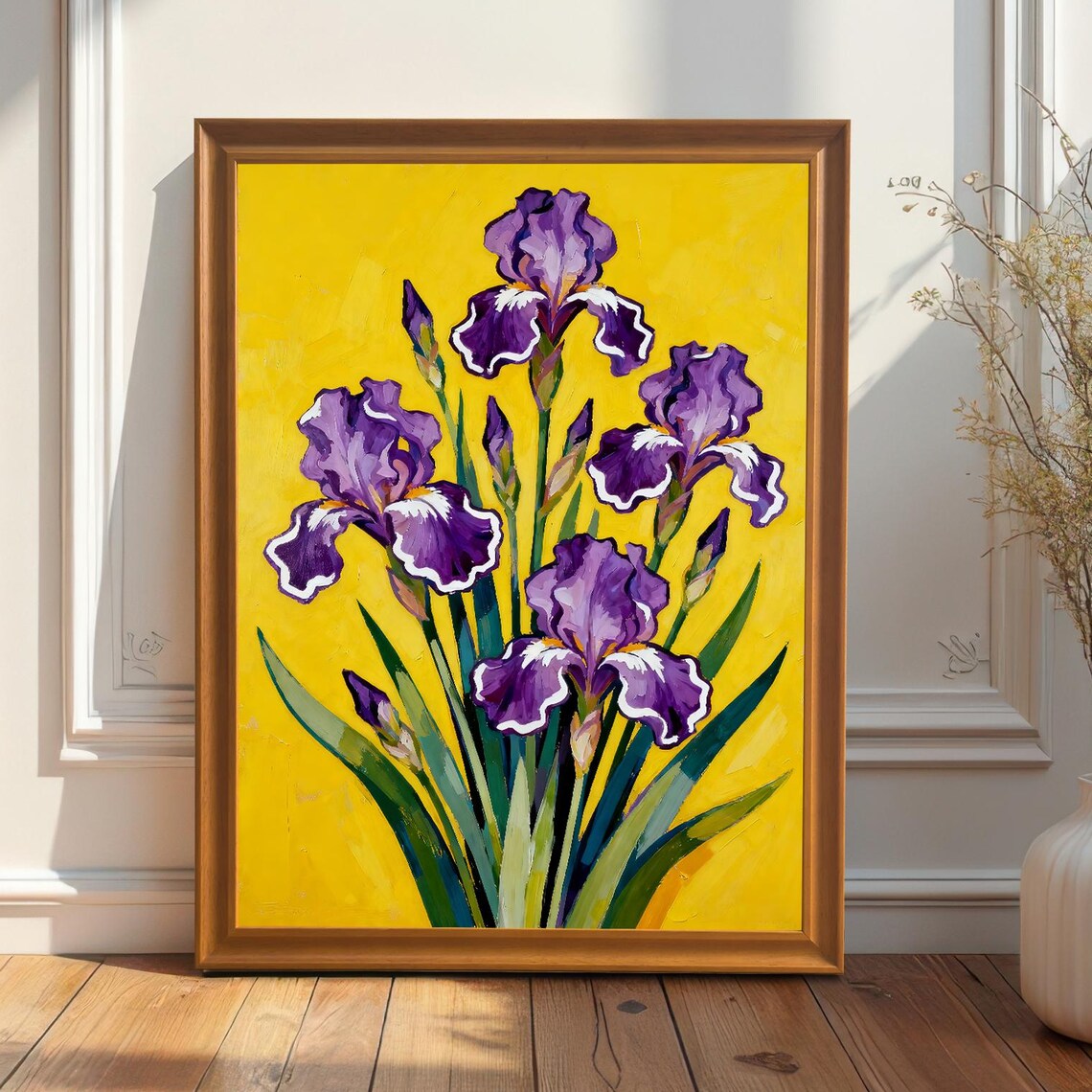 Purple Iris Art Print, Impressionist Flower