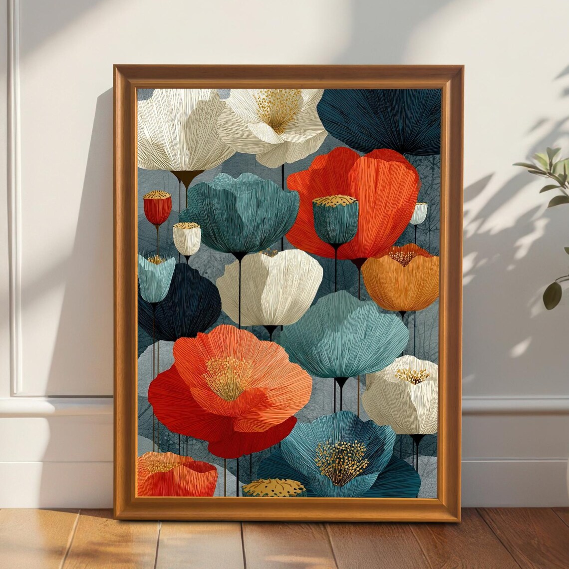 Textured Abstract Flower Botanical Poster