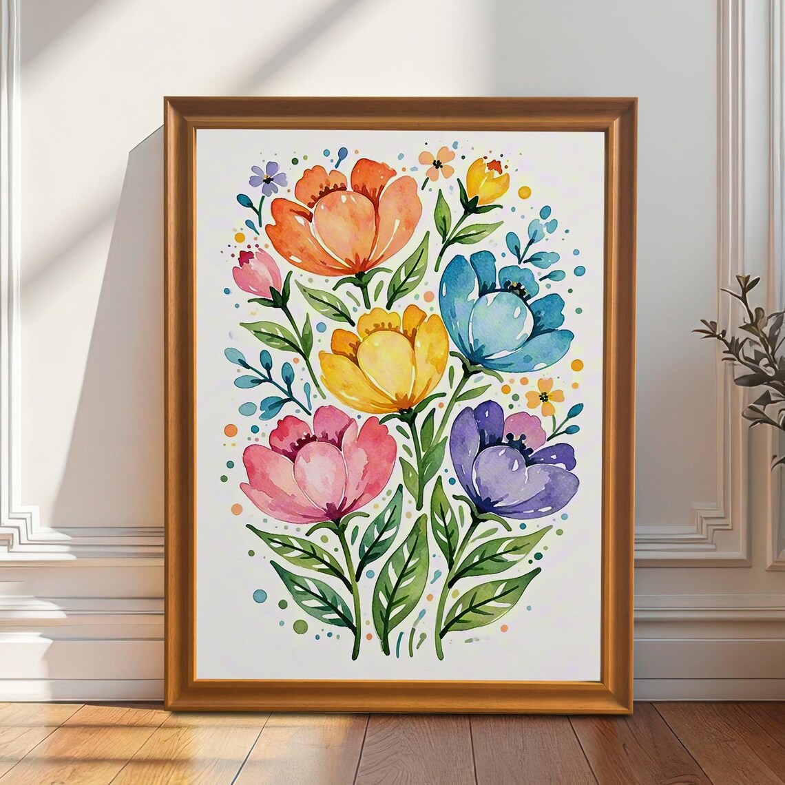 Colorful Abstract Floral Watercolor Painting