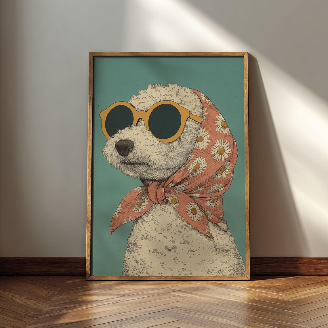 Poodle In Sunglasses Whimsical Animal Art Print