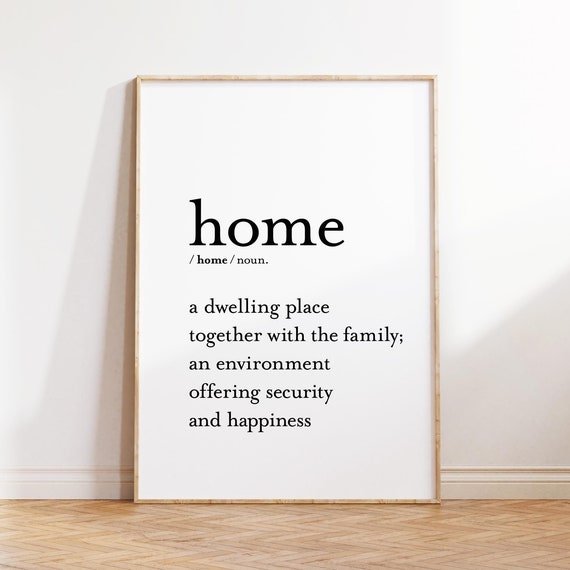 Home Definition Poster Printable Wall Art For Living Room Decor Instant Print Family Room Decor Housewarming Gifts Idea