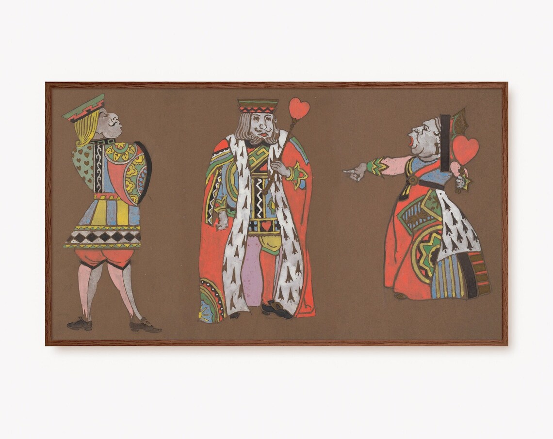 Vintage King and Queen of Hearts Playing Card Character Poster
