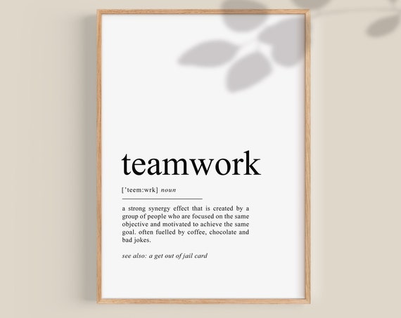 Teamwork Definition Quote Office Wall Art Print