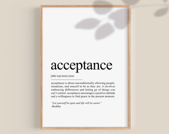 Acceptance Definition Print Positive Quote Office Wall Art Motivational Classroom Posters Decor Affirmations Dictionary Poster