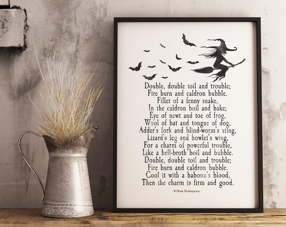 Shakespeare Double Double Toil And Trouble Witch Spell Poster - Image 2