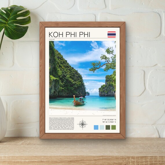 Koh Phi Phi Print Koh Phi Phi Wall Art Koh Phi Phi Poster Thailand Island Art Beach Print Thailand Beach Print Phi Phi Islands