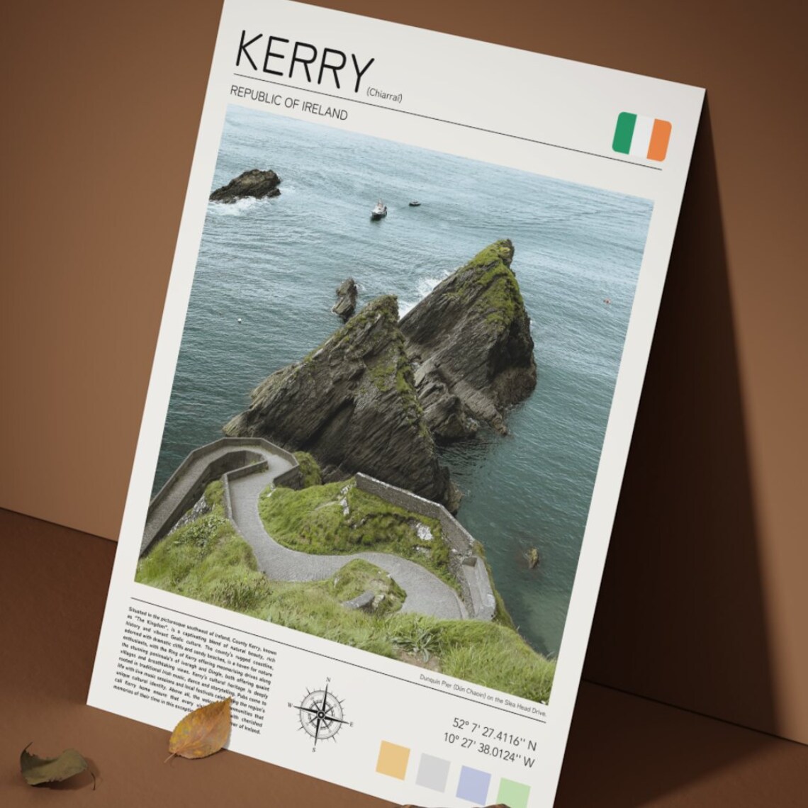 Kerry Ireland Dunquin Pier Sea Stacks Wild Atlantic Minimalist Travel Poster - Image 3
