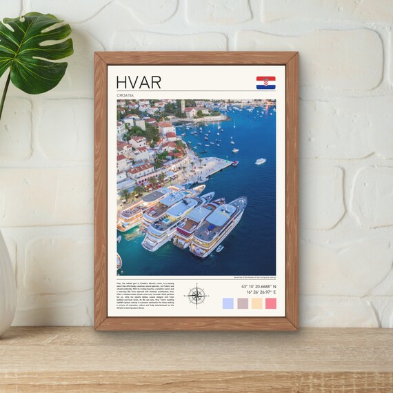 Hvar Print Hvar Wall Art Hvar Croatia Travel Art Hvar Print Hvar Island Poster Hvar Croatia Gift