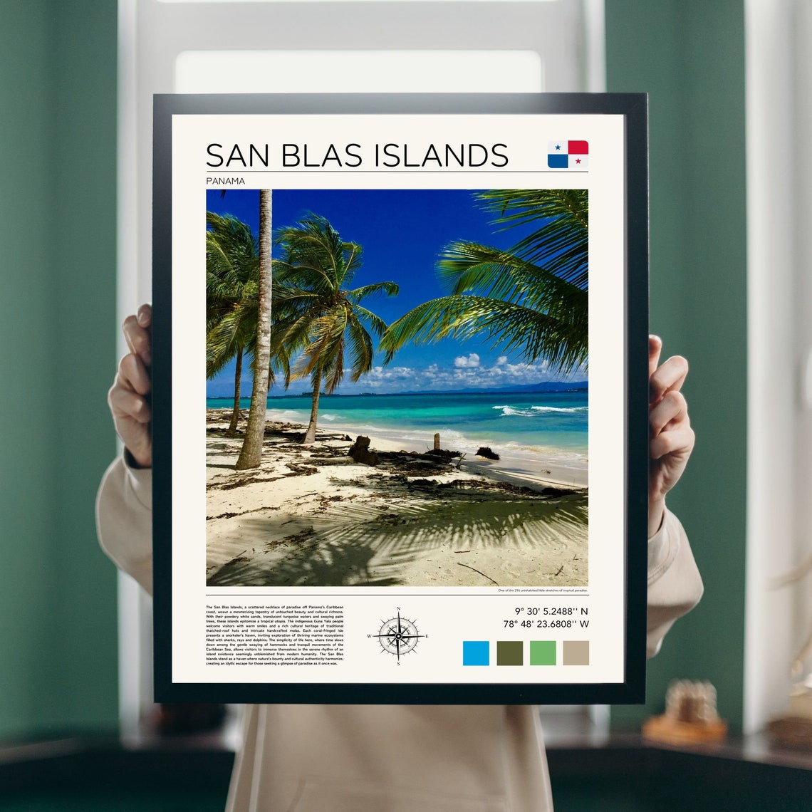 San Blas Islands Panama Palm Trees White Sand Caribbean Poster - Image 4
